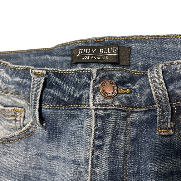 Judy Blue Distressed Blue Ankle Jeans - Picture 9 of 14